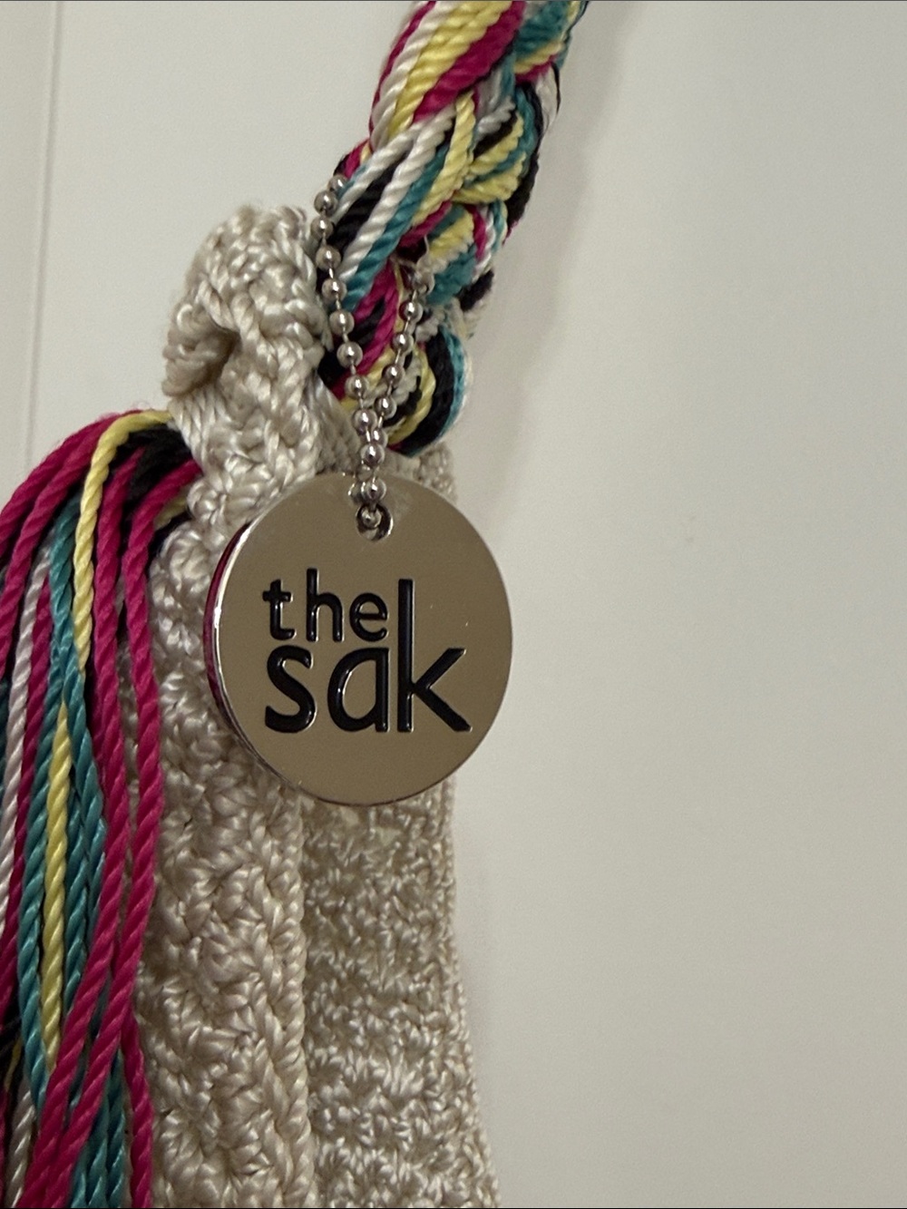 The Sak Crochet Shoulder Bag - Pink, Teal, Yellow, Cream - Picture 2 of 8